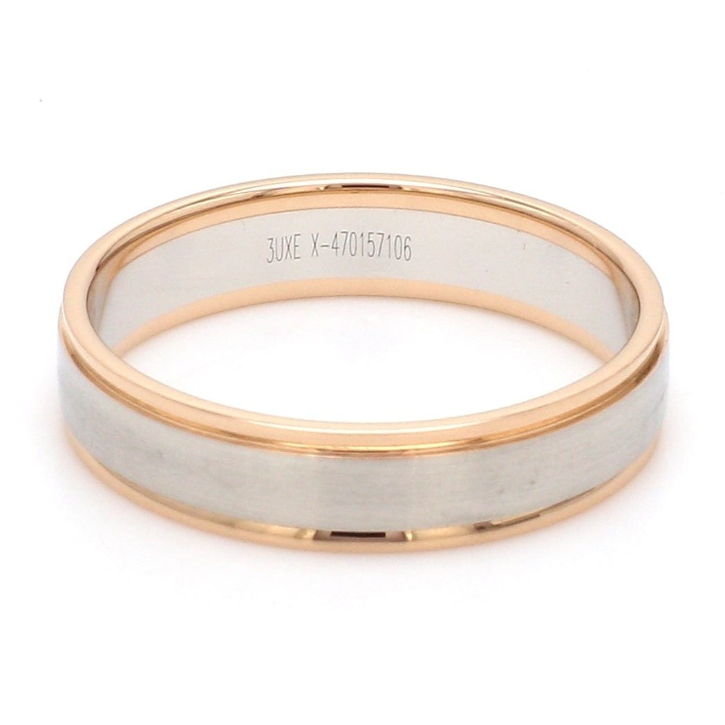 Jewelove™ Rings Ready to Ship - Ring Sizes 13, 22 Classic Plain Platinum Couple Rings With a Rose Gold Border JL PT 633