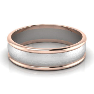 Jewelove™ Rings Men's Band only Ready to Ship - Ring Sizes 13, 22 Classic Plain Platinum Couple Rings With a Rose Gold Border JL PT 633