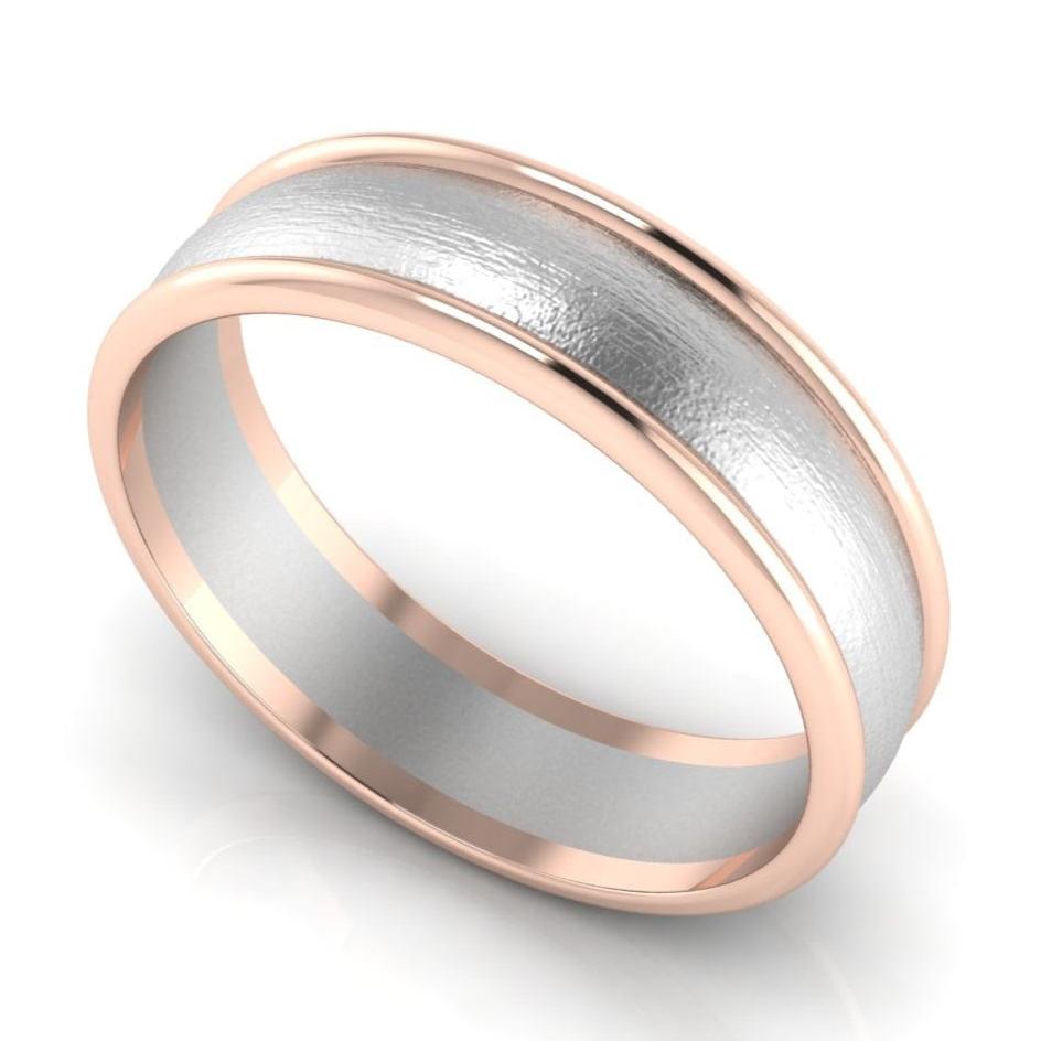 Jewelove™ Rings Women's Band only Ready to Ship - Ring Sizes 13, 22 Classic Plain Platinum Couple Rings With a Rose Gold Border JL PT 633