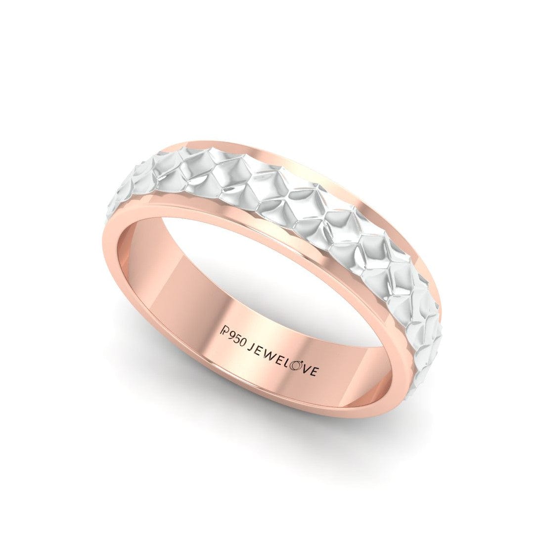 Jewelove™ Rings Ready to Ship - Ring Sizes 13, 22 - Designer Platinum & Rose Gold Couple Rings JL PT 1113