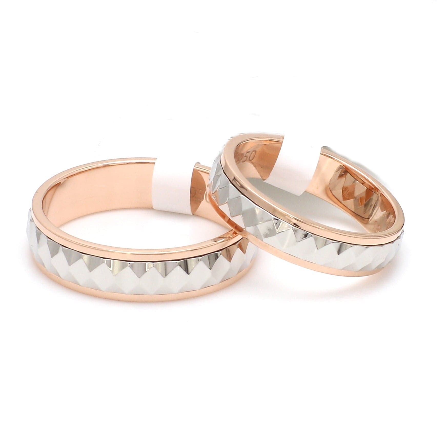 Jewelove™ Rings Both Ready to Ship - Ring Sizes 13, 22 - Designer Platinum & Rose Gold Couple Rings JL PT 1113