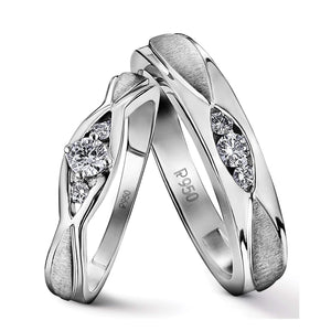 Jewelove™ Rings Ready to Ship - Ring Sizes 21, 14 United Three Diamond Platinum Love Bands JL PT 588