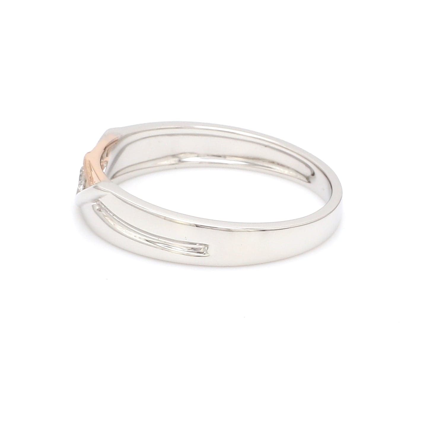 Jewelove™ Rings Ready to Ship - Sizes 18, 12 Platinum Couple Rings with Rose Gold & Diamonds JL PT 936