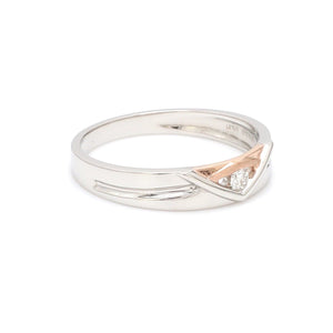 Side Platinum Couple Rings with Rose Gold & Diamonds for Men JL PT 936