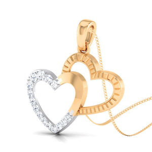 Jewelove™ Pendants Rose Gold & Platinum Double Heart Pendant with Diamonds JL PT P 8111