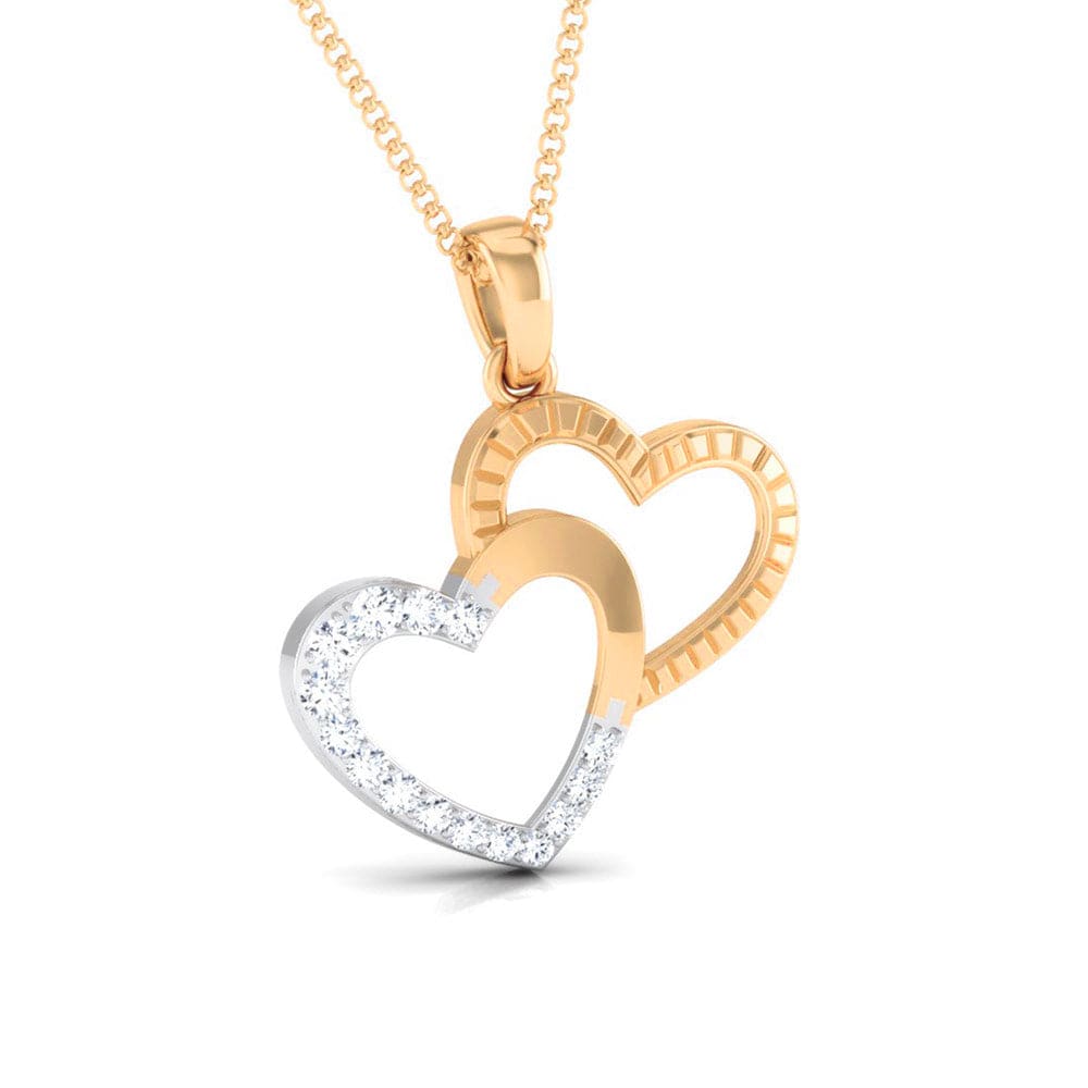 Jewelove™ Pendants Rose Gold & Platinum Double Heart Pendant with Diamonds JL PT P 8111