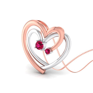 Perspective View of Platinum of Rose Heart Pendant with Diamonds JL PT P 8217