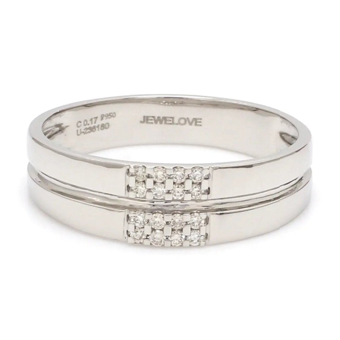 Jewelove™ Rings Men's Band only / SI IJ Simple 2 & 4 Row Platinum Love Bands SJ PTO 120