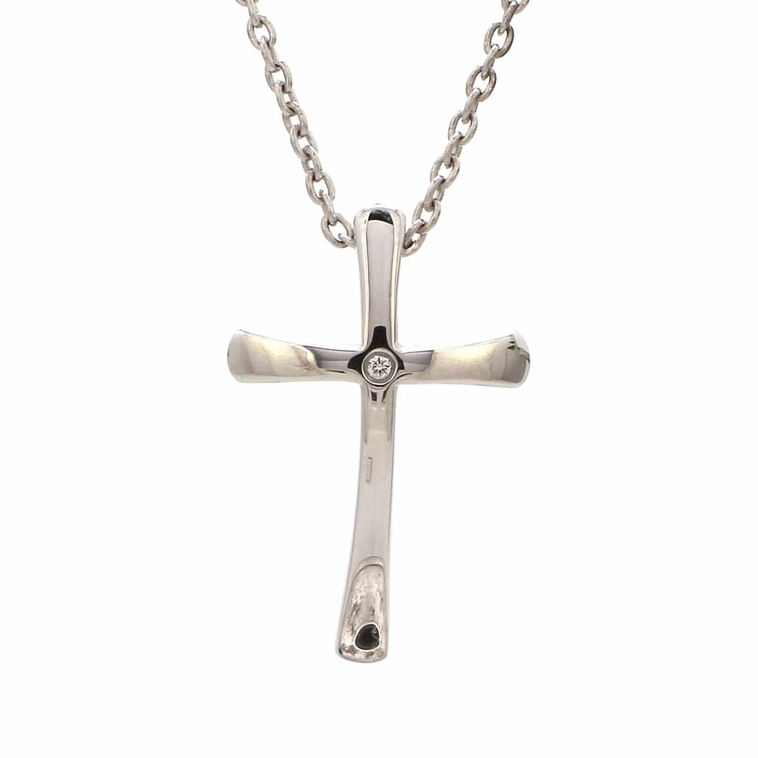 Jewelove™ Pendants Single Diamond Platinum Cross Pendant JL PT P 308