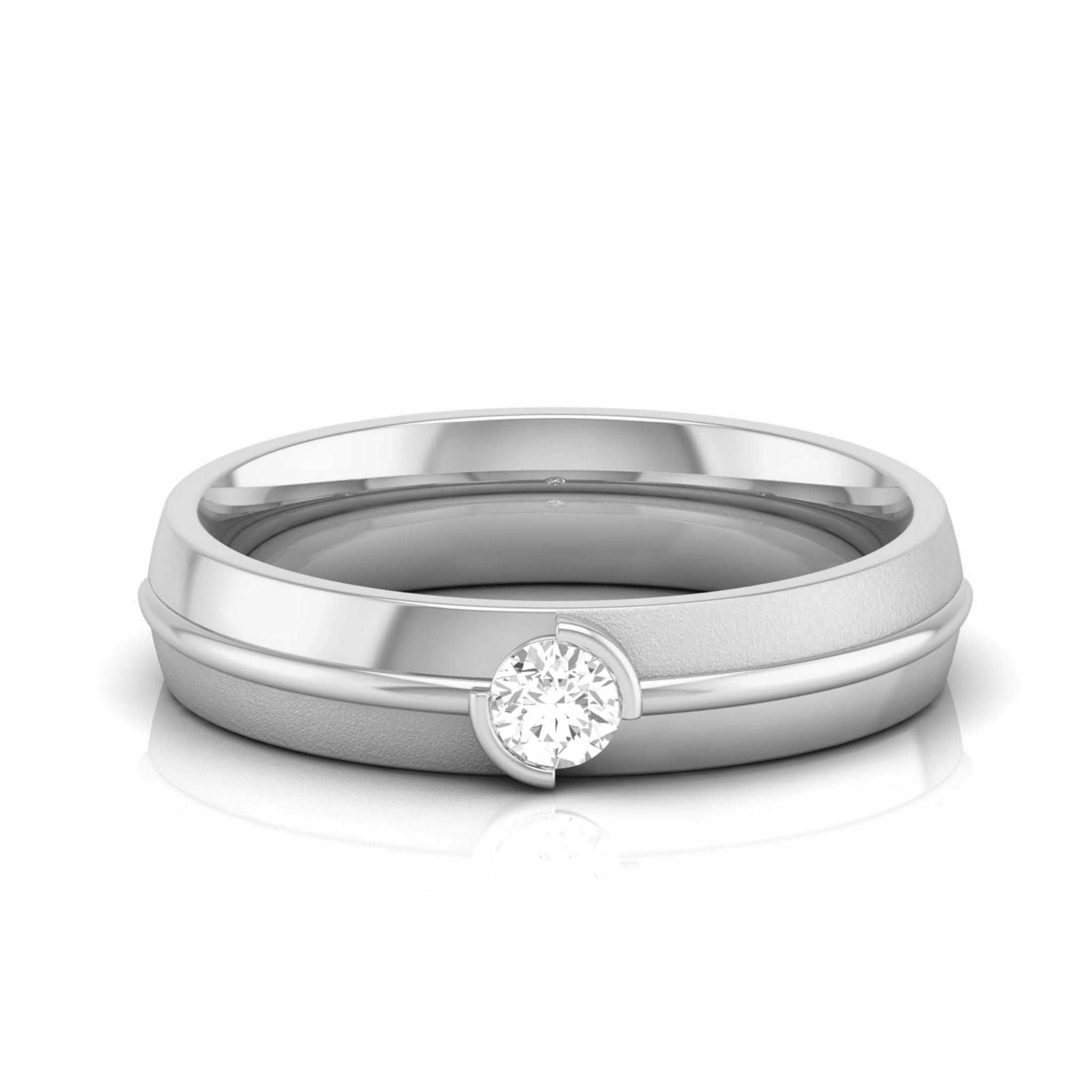 Jewelove™ Rings Single Diamond Platinum Love Bands JL PT CB 11