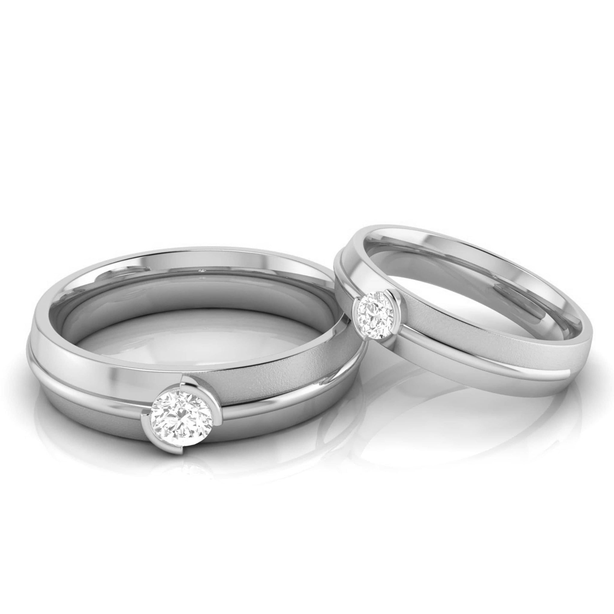 Jewelove™ Rings Both / SI IJ Single Diamond Platinum Love Bands JL PT CB 11