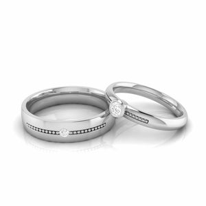 Jewelove™ Rings Both / SI IJ Single Diamond Platinum Love Bands JL PT CB 149