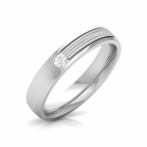 Jewelove™ Rings Single Diamond Platinum Love Bands JL PT CB 154