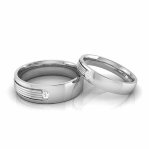 Jewelove™ Rings Both / SI IJ Single Diamond Platinum Love Bands JL PT CB 154