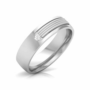 Jewelove™ Rings Men's Band only / SI IJ Single Diamond Platinum Love Bands JL PT CB 154