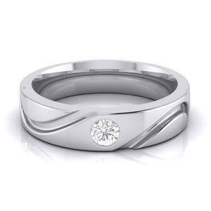 Jewelove™ Rings SI IJ / Men's Band Only Single Diamond Platinum Ring for Men JL PT B-15