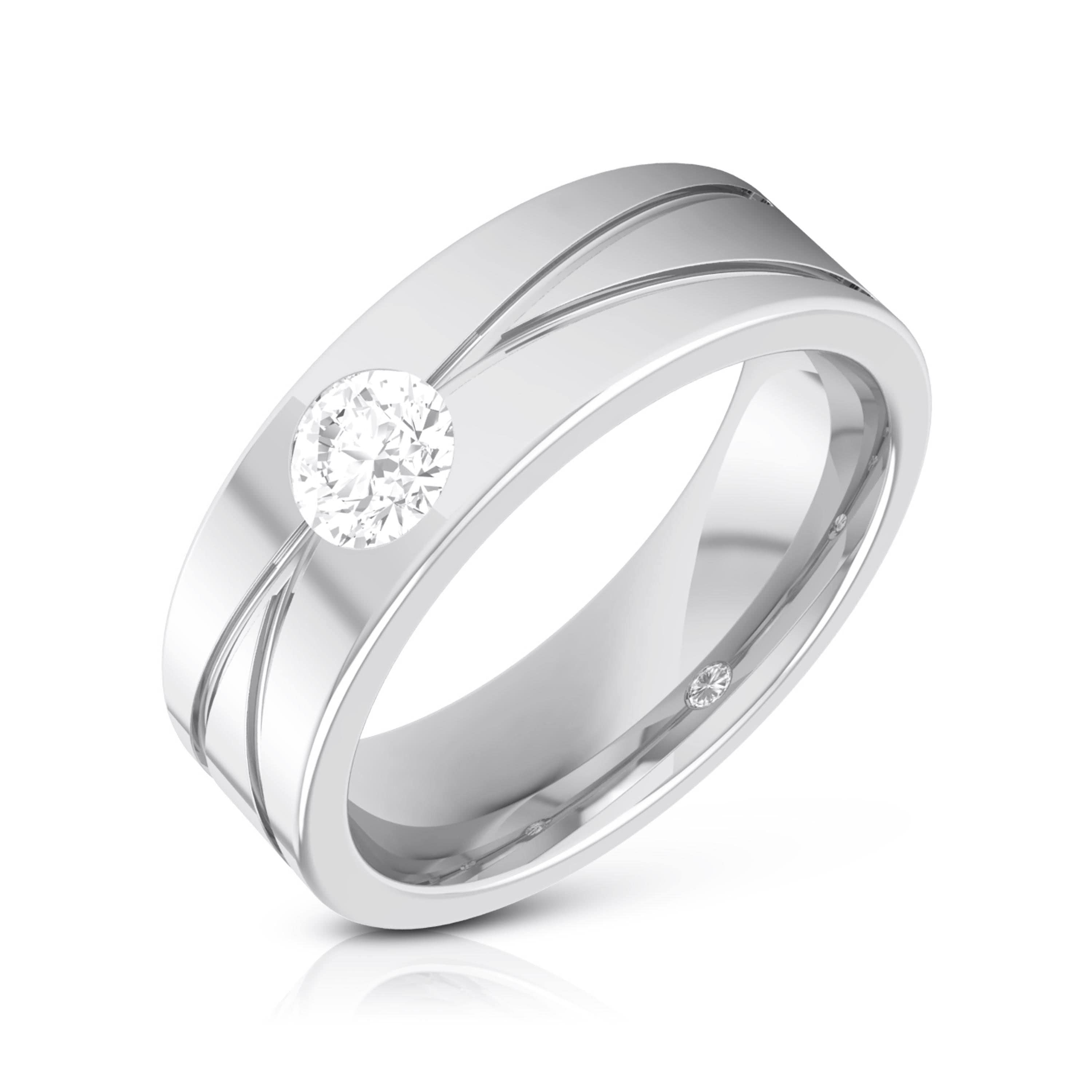 Single Diamond Platinum Ring for Men JL PT R8002