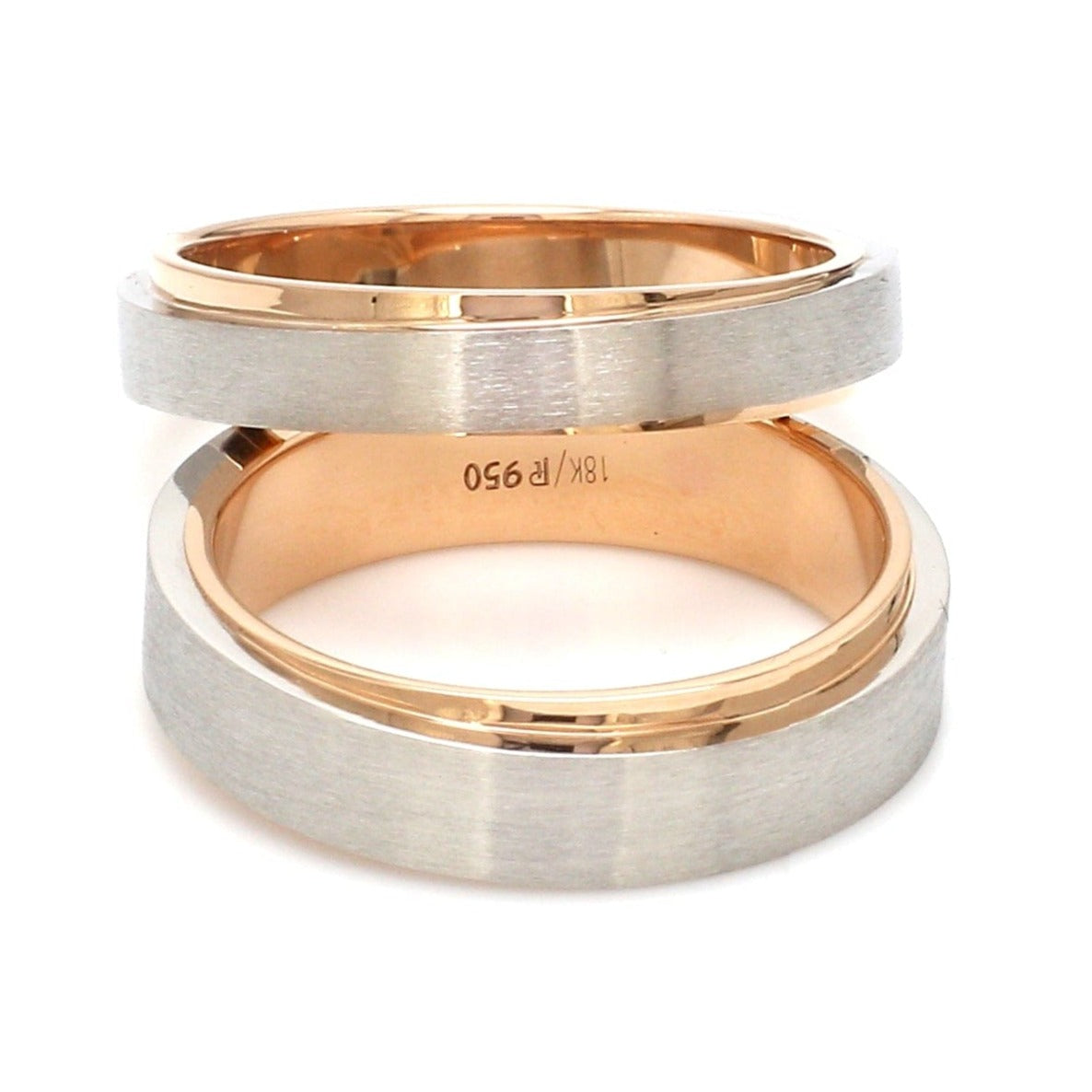 Jewelove™ Rings Slanting Platinum & Rose Gold Couple Rings JL PT 635