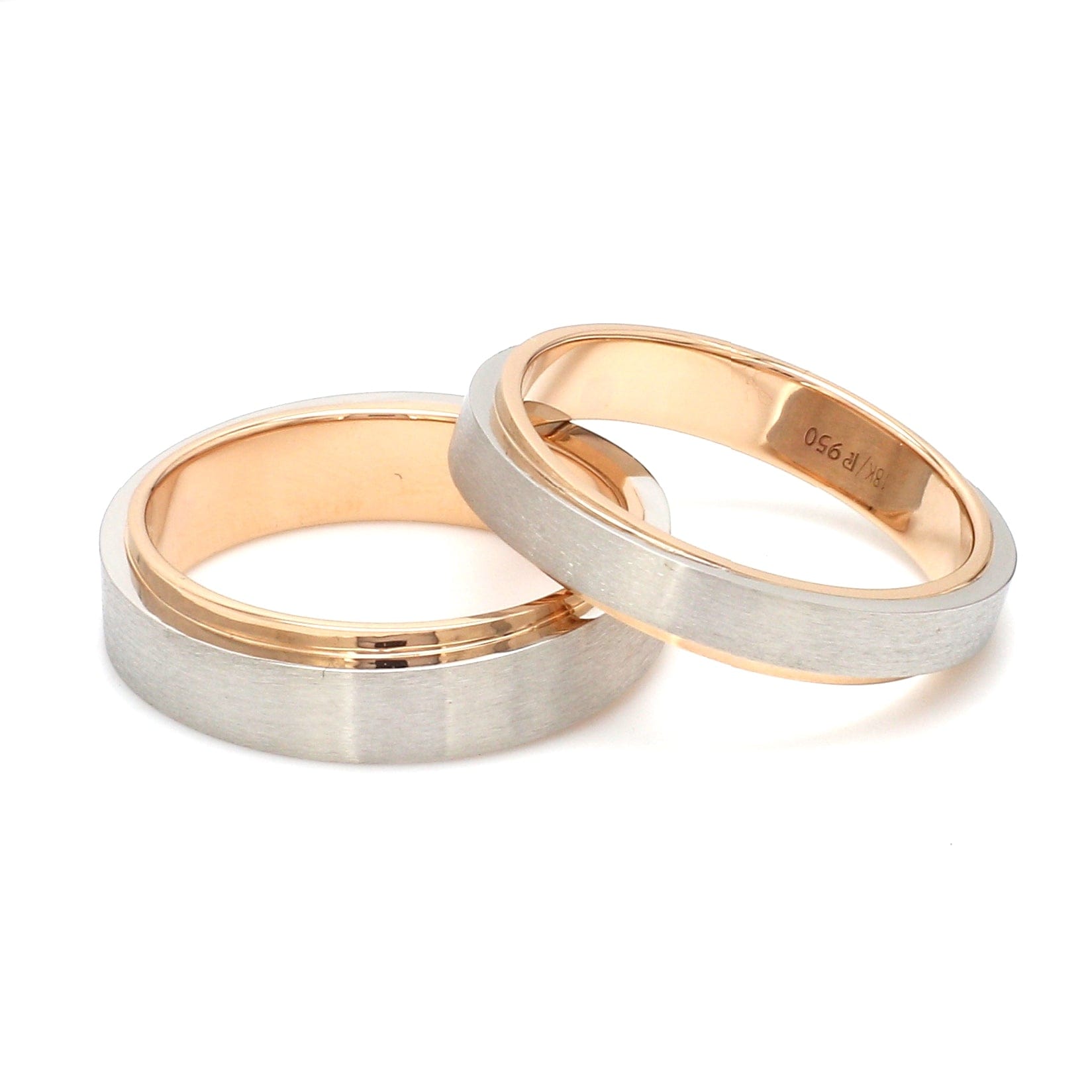 Jewelove™ Rings Slanting Platinum & Rose Gold Couple Rings JL PT 635