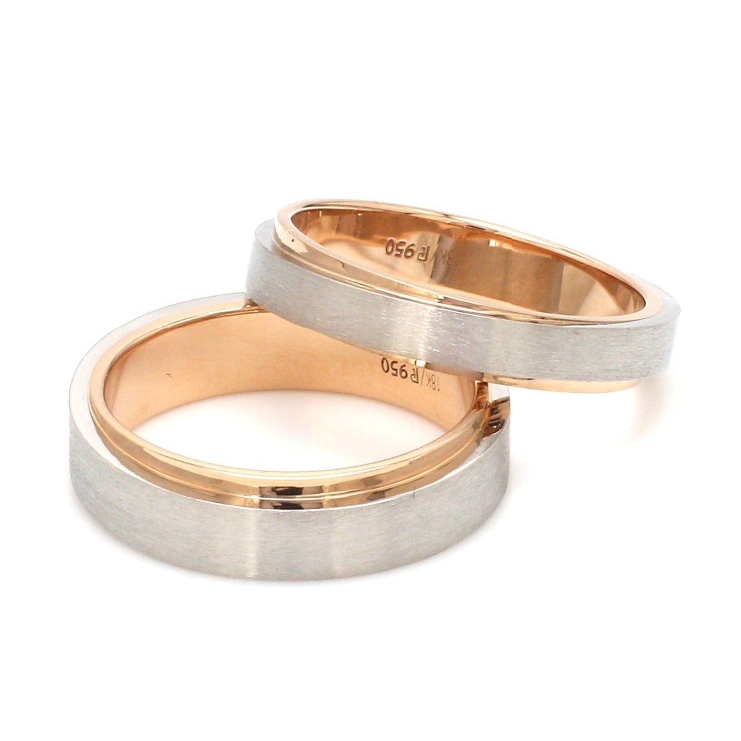 Jewelove™ Rings Slanting Platinum & Rose Gold Couple Rings JL PT 635