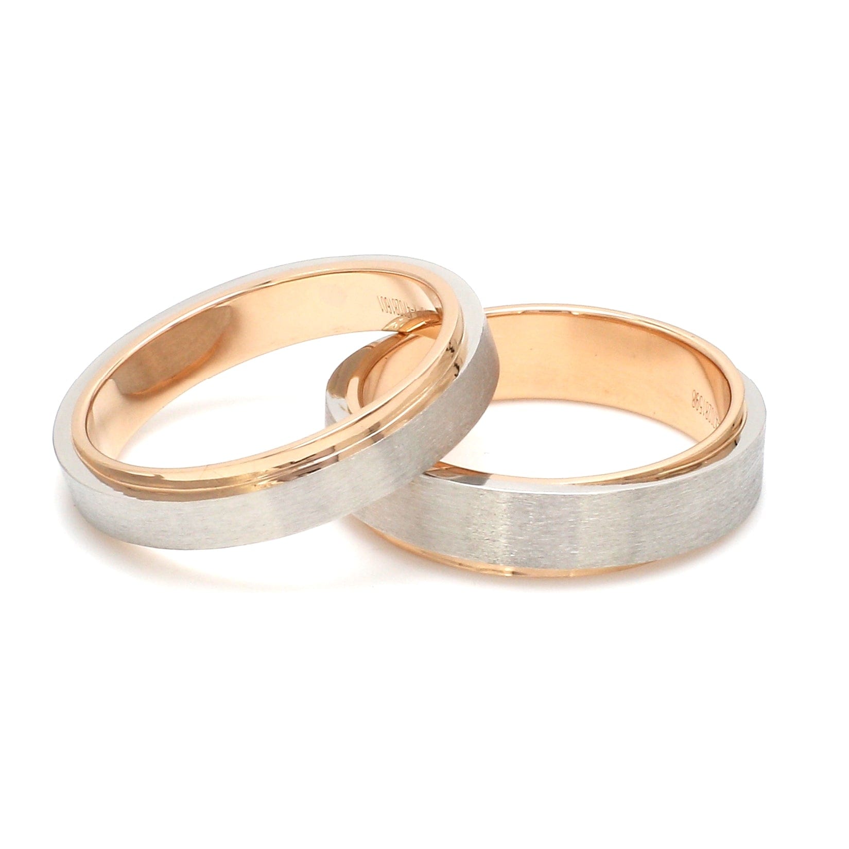 Jewelove™ Rings Slanting Platinum & Rose Gold Couple Rings JL PT 635