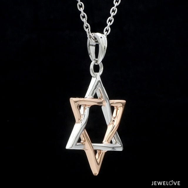 Jewelove™ Pendants Star of David Platinum Rose Gold Pendant JL PT P 312