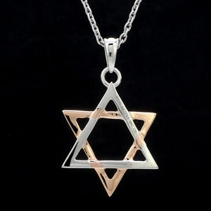 Jewelove™ Pendants Star of David Platinum Rose Gold Pendant JL PT P 312