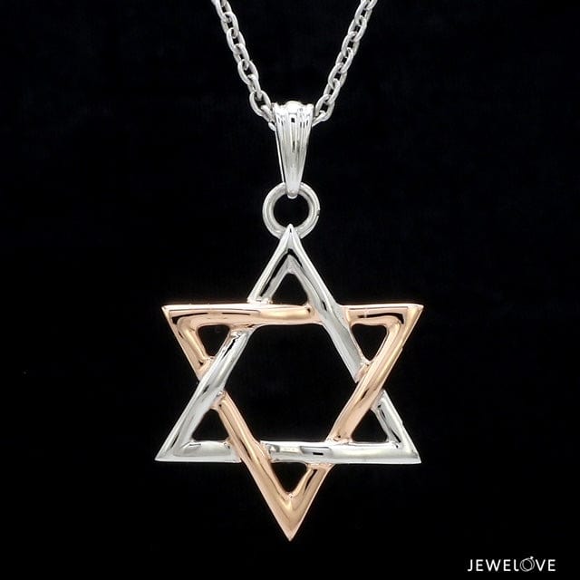 Jewelove™ Pendants Star of David Platinum Rose Gold Pendant JL PT P 312