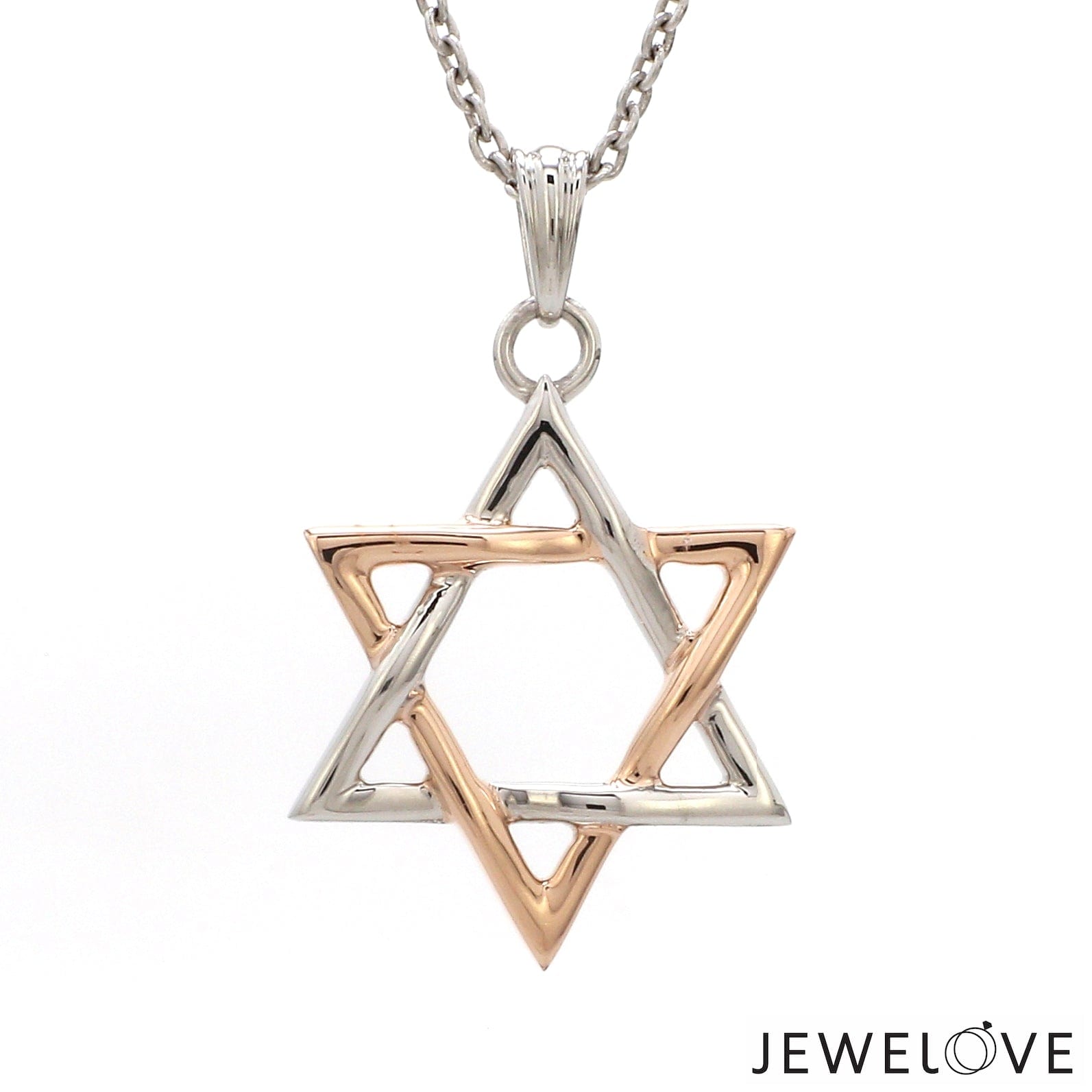 Jewelove™ Pendants Star of David Platinum Rose Gold Pendant JL PT P 312