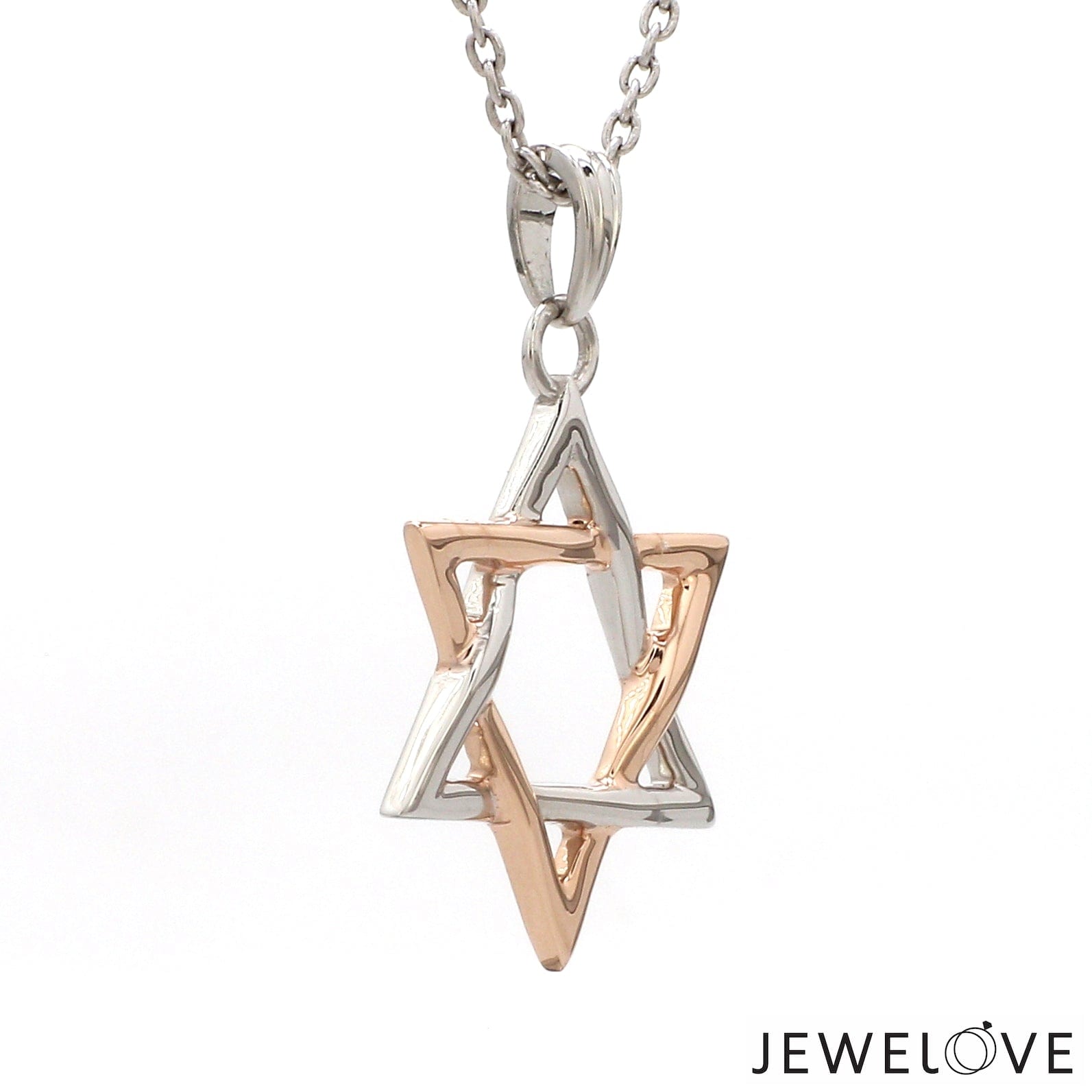 Jewelove™ Pendants Star of David Platinum Rose Gold Pendant JL PT P 312