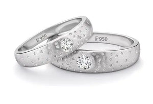 Starry Night Platinum Solitaire Love Bands SJ PTO 116 - Suranas Jewelove
