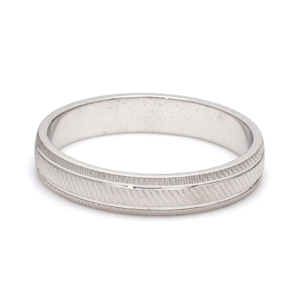 Textured Plain Platinum Ring with Grooves for Men JL PT 618