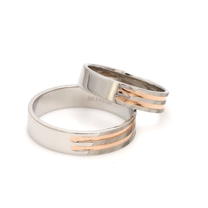 Side View of Designer Platinum & Rose Gold Couple Rings JL PT 1129