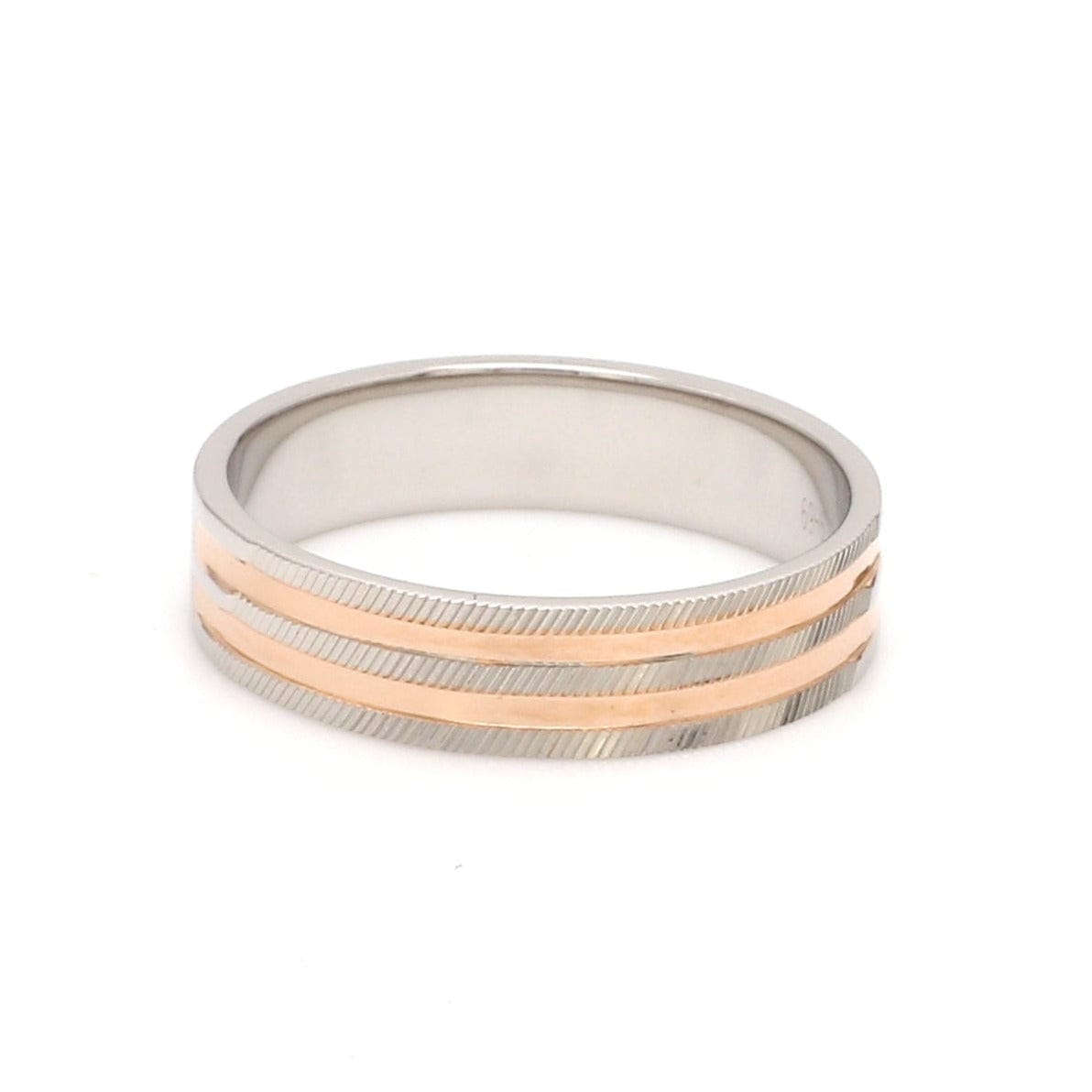 Front View of Designer Platinum & Rose Gold Ring for Women JL PT 1129