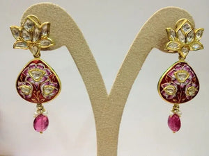 The Pink Lotus Earring Pair by Suranas Jewelove - Suranas Jewelove
