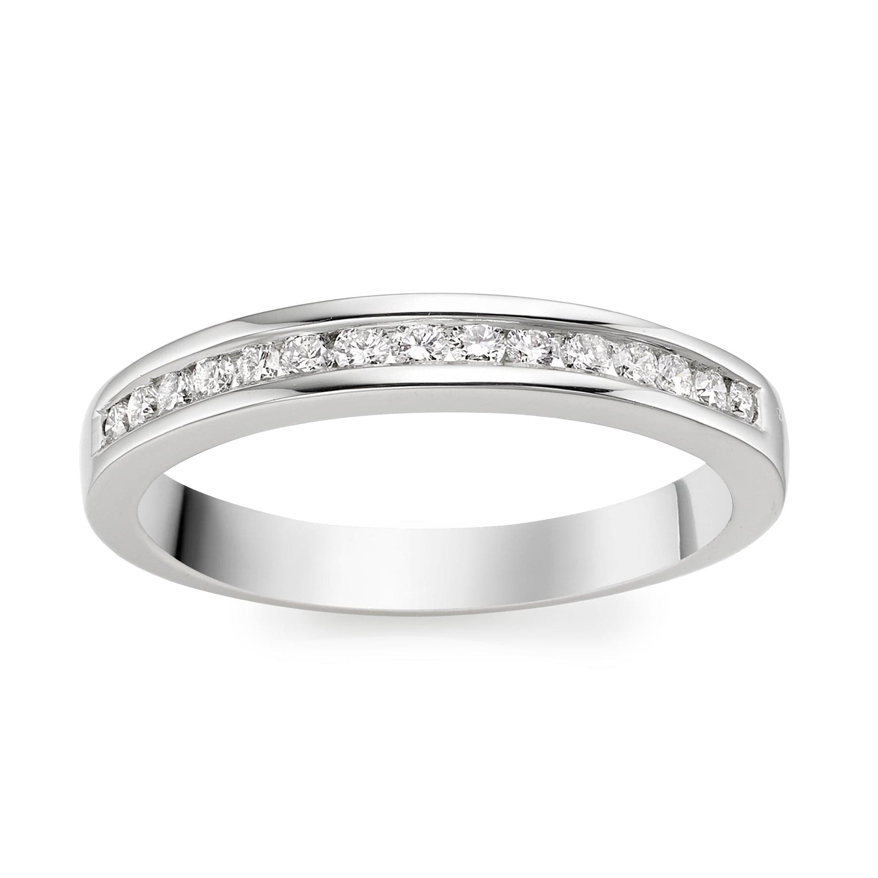 Jewelove™ Rings SI IJ / Women's Band only Thin Half Eternity Platinum Wedding Band with Diamonds set in Channel Setting SJ PTO 244-A