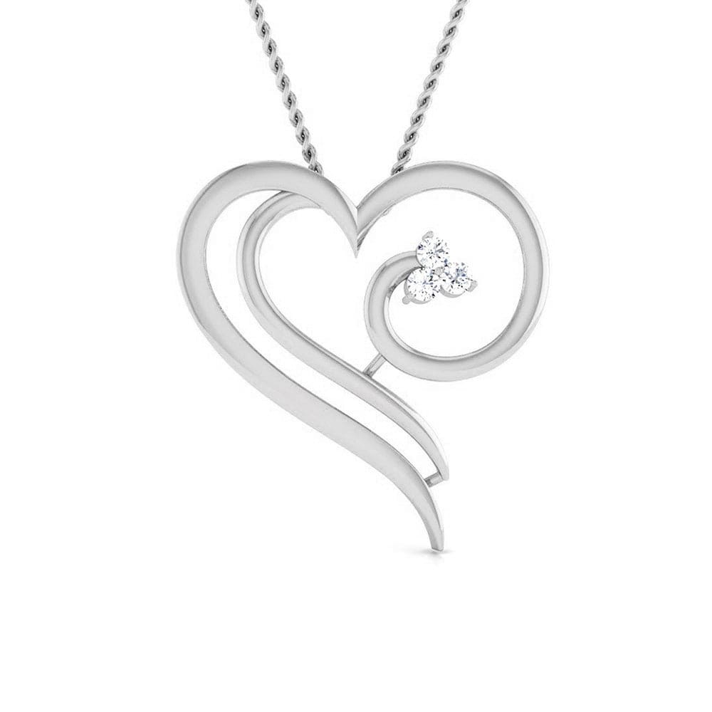 Front View of Platinum Heart Pendant with Diamonds JL PT P 8077