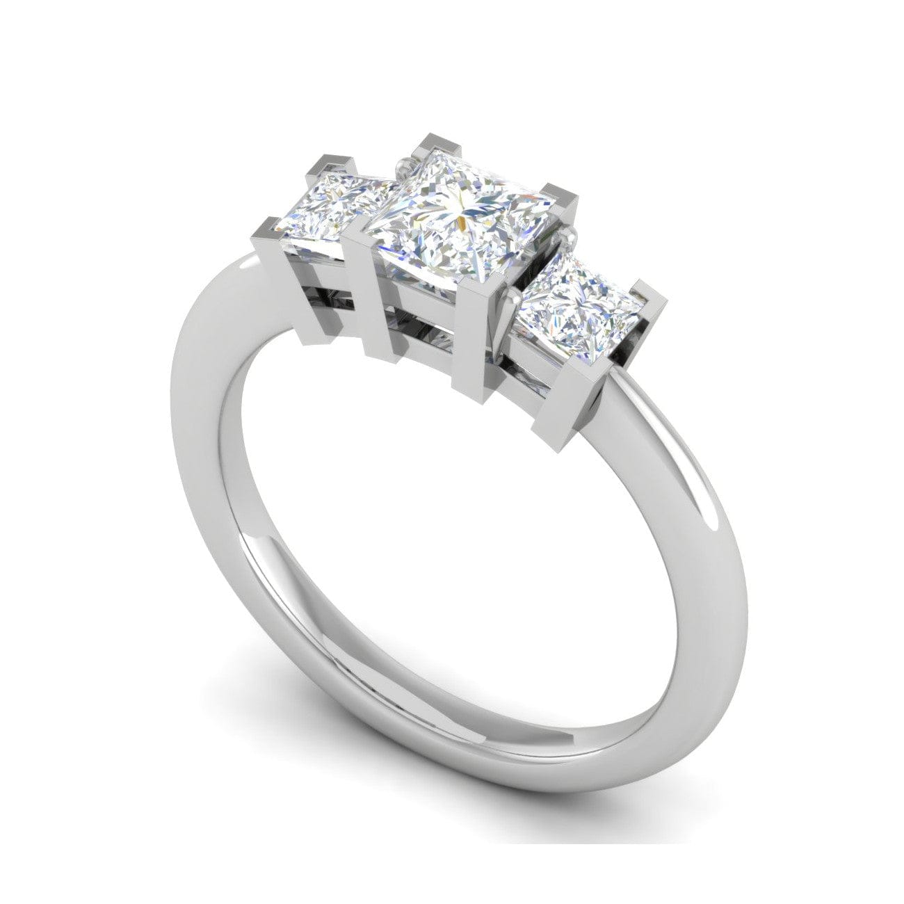 Jewelove™ Rings I VS / Women's Band only Three Stone Princess Cut Solitaire Diamond Platinum Ring JL PT R3 PR 109