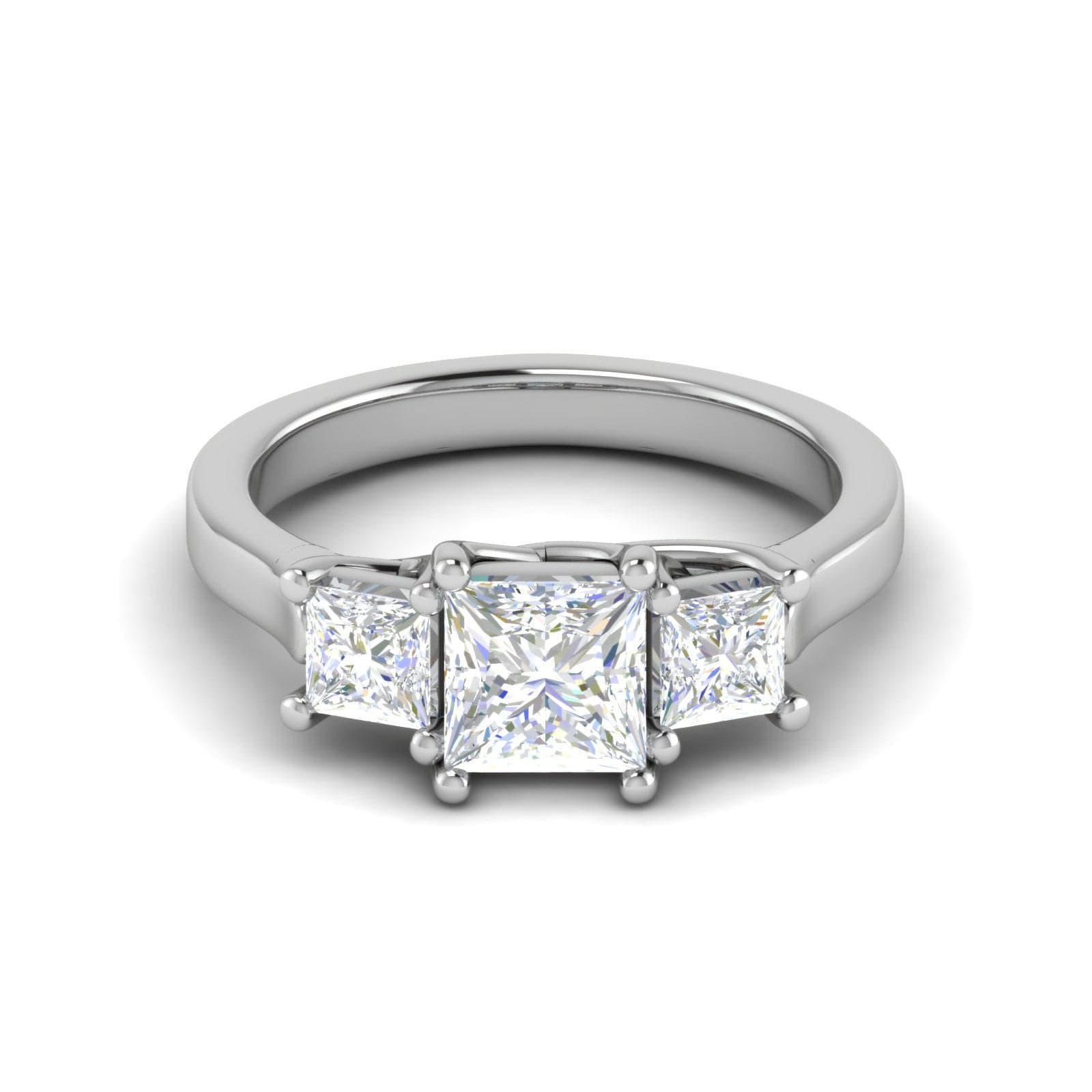 Jewelove™ Rings I VS / Women's Band only Three Stone Princess Cut Solitaire Diamond Platinum Ring JL PT R3 PR 126