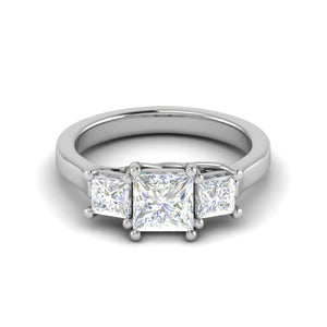 Jewelove™ Rings I VS / Women's Band only Three Stone Princess Cut Solitaire Diamond Platinum Ring JL PT R3 PR 126