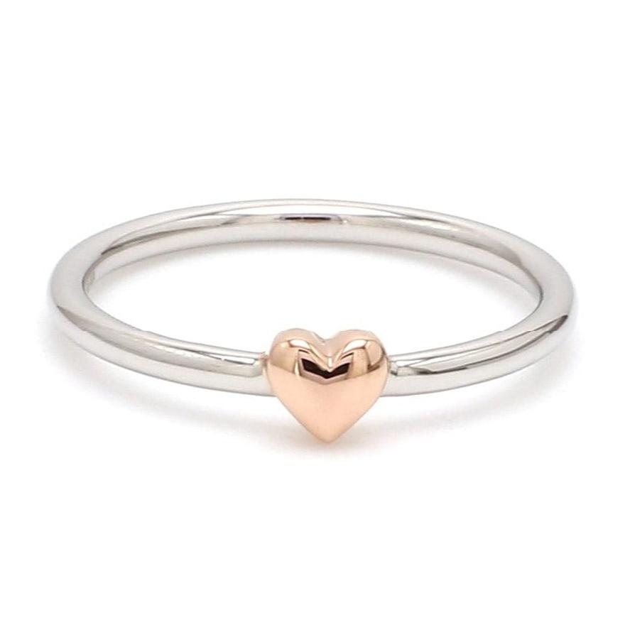 Jewelove™ Rings Women's Band Only Tiny Heart Shape Platinum Rose Gold Fusion Ring for Women JL PT 628