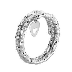 Jewelove™ Rings Women's Band only Unique Textured Japanese 2 Row Flexible Size Platinum Ring JL PT 1073