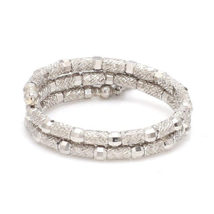 Jewelove™ Rings Women's Band only Unique Textured Japanese 2 Row Flexible Size Platinum Ring JL PT 1073