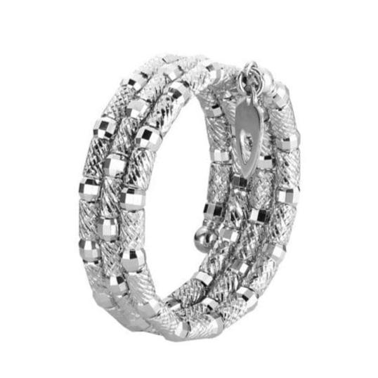 Jewelove™ Rings Women's Band only Unique Textured Japanese 3 Row Flexible Size Platinum Ring JL PT 1071