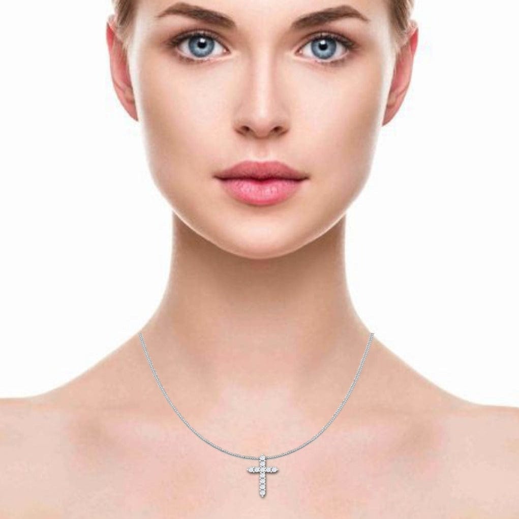 Jewelove™ Pendants Unisex Platinum Diamond Cross Pendant JL PT P PF RD 100