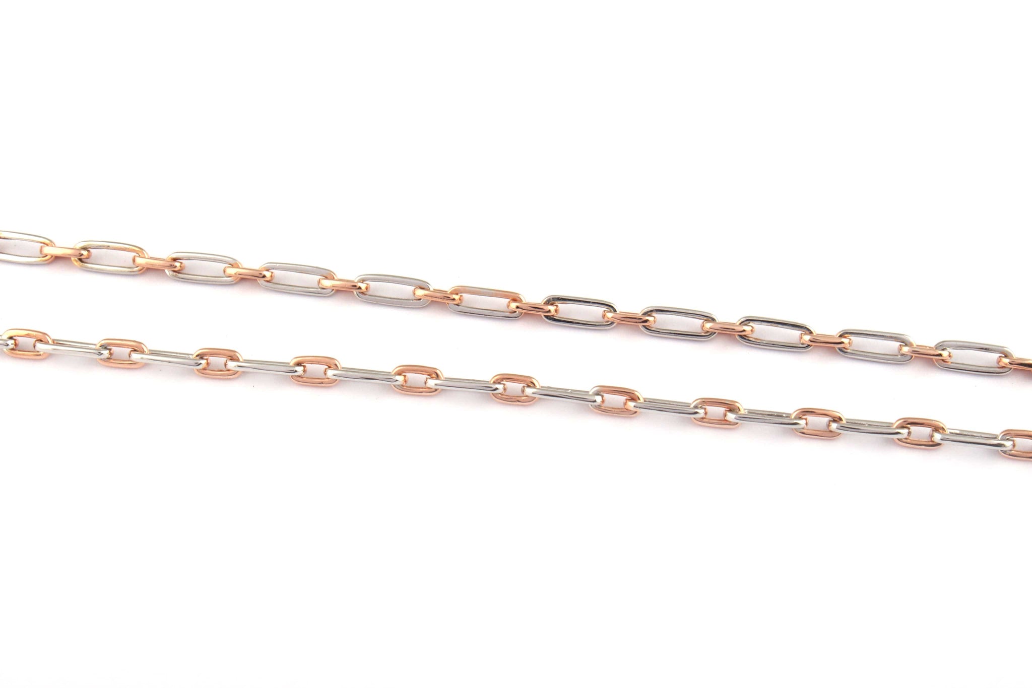 Jewelove™ Chains UniSex Platinum & Rose Gold Chain with Rectangular Links JL PT 733