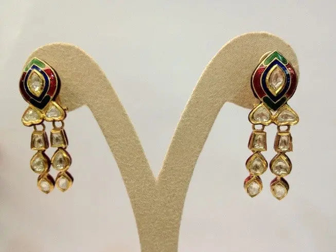 Antique Gold Emerald CZ Crystal chandelier Earrings bridal jewelry | W –  Indian Designs
