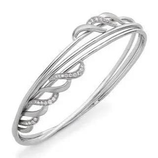 Winding Platinum Wire Bracelet with Diamonds SJ PTB 103 - Suranas Jewelove
